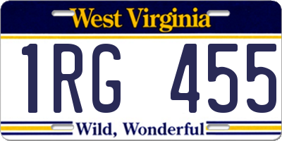 WV license plate 1RG455