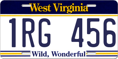 WV license plate 1RG456
