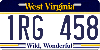 WV license plate 1RG458