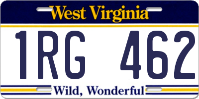 WV license plate 1RG462