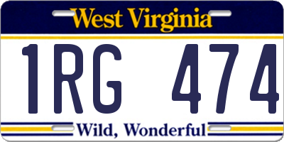 WV license plate 1RG474