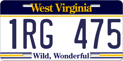 WV license plate 1RG475