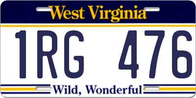 WV license plate 1RG476