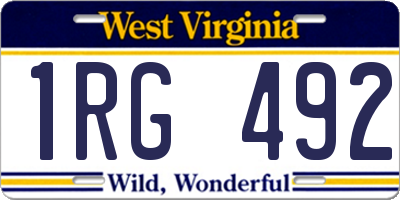 WV license plate 1RG492