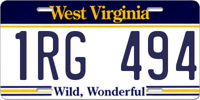 WV license plate 1RG494