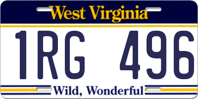 WV license plate 1RG496
