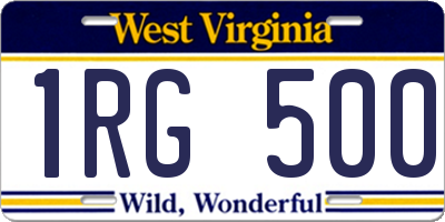 WV license plate 1RG500