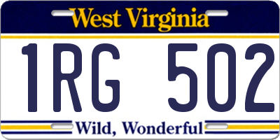 WV license plate 1RG502