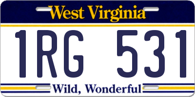 WV license plate 1RG531