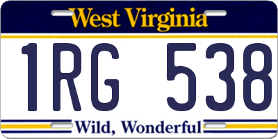 WV license plate 1RG538