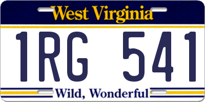 WV license plate 1RG541