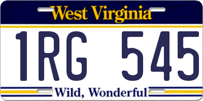 WV license plate 1RG545