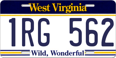WV license plate 1RG562