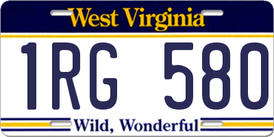 WV license plate 1RG580