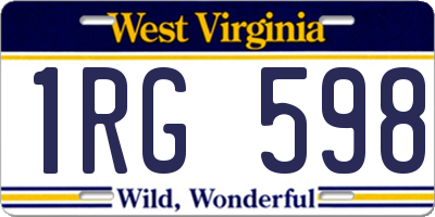 WV license plate 1RG598