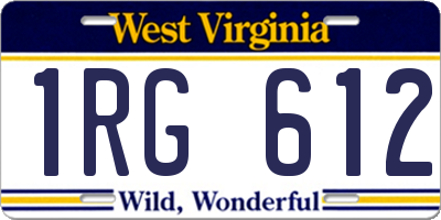 WV license plate 1RG612