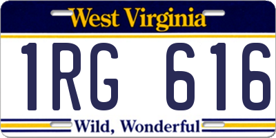 WV license plate 1RG616