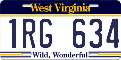 WV license plate 1RG634