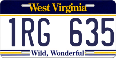 WV license plate 1RG635