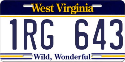WV license plate 1RG643