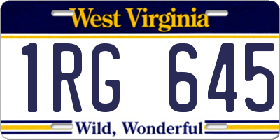 WV license plate 1RG645