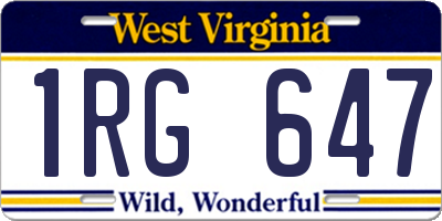 WV license plate 1RG647