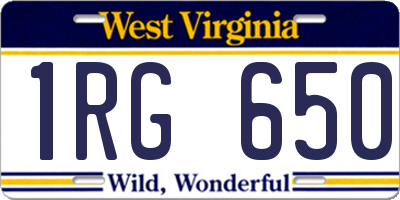 WV license plate 1RG650