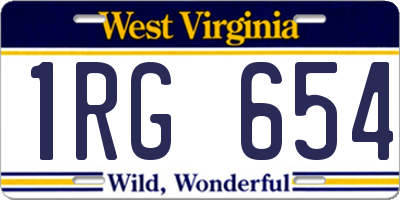 WV license plate 1RG654