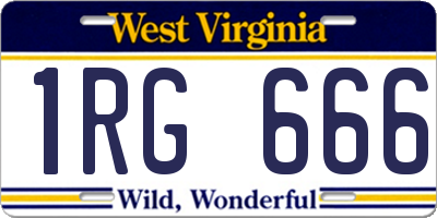 WV license plate 1RG666