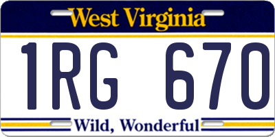 WV license plate 1RG670