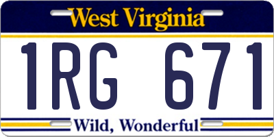 WV license plate 1RG671
