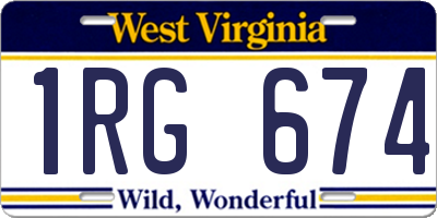 WV license plate 1RG674