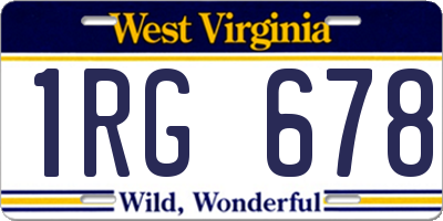 WV license plate 1RG678