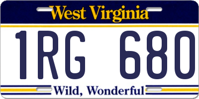 WV license plate 1RG680