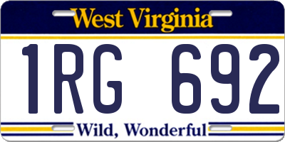 WV license plate 1RG692