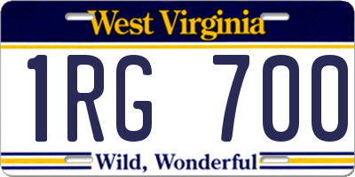 WV license plate 1RG700