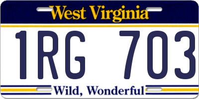 WV license plate 1RG703