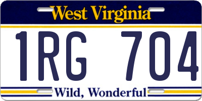 WV license plate 1RG704