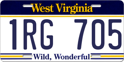 WV license plate 1RG705