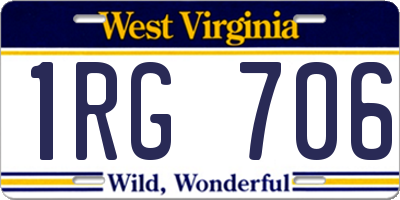WV license plate 1RG706
