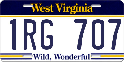 WV license plate 1RG707