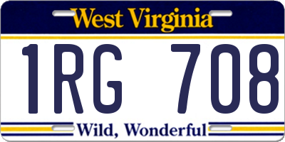 WV license plate 1RG708