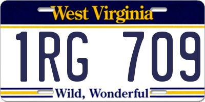 WV license plate 1RG709