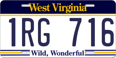 WV license plate 1RG716
