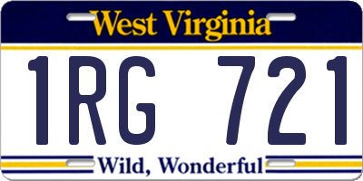 WV license plate 1RG721