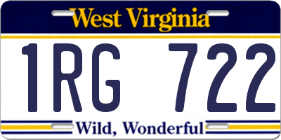 WV license plate 1RG722