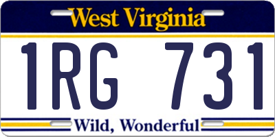 WV license plate 1RG731