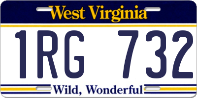 WV license plate 1RG732
