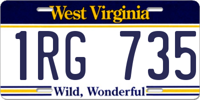 WV license plate 1RG735