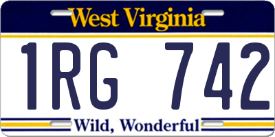 WV license plate 1RG742